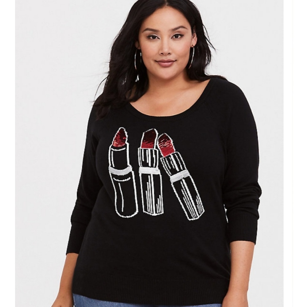 Black Lipstick Pullover Sweater